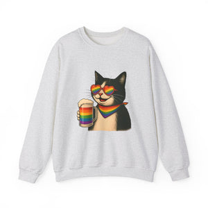Beers & Queers Pride Cat Sweatshirt - Unisex Crewneck