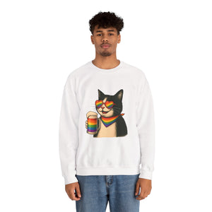 Beers & Queers Pride Cat Sweatshirt - Unisex Crewneck