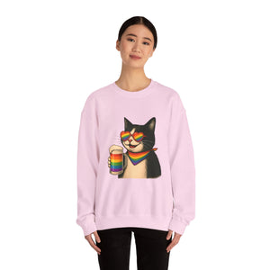 Beers & Queers Pride Cat Sweatshirt - Unisex Crewneck