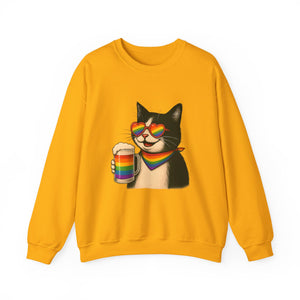 Beers & Queers Pride Cat Sweatshirt - Unisex Crewneck