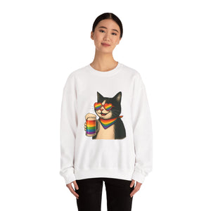 Beers & Queers Pride Cat Sweatshirt - Unisex Crewneck
