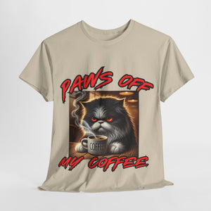 Paws Off My Coffee Cat Tee - Unisex Heavy Cotton T-Shirt for Cat Lovers