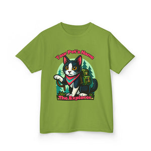 Kids Tee - Personalized Adventurous Cat Explorer Shirt for Birthdays & Gifts