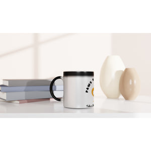 Glossy White Ceramic Mug with Vibrant Inspirational Design