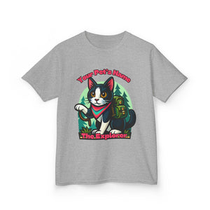 Kids Tee - Personalized Adventurous Cat Explorer Shirt for Birthdays & Gifts