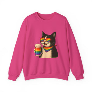 Beers & Queers Pride Cat Sweatshirt - Unisex Crewneck