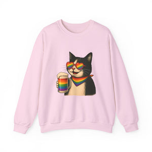 Beers & Queers Pride Cat Sweatshirt - Unisex Crewneck