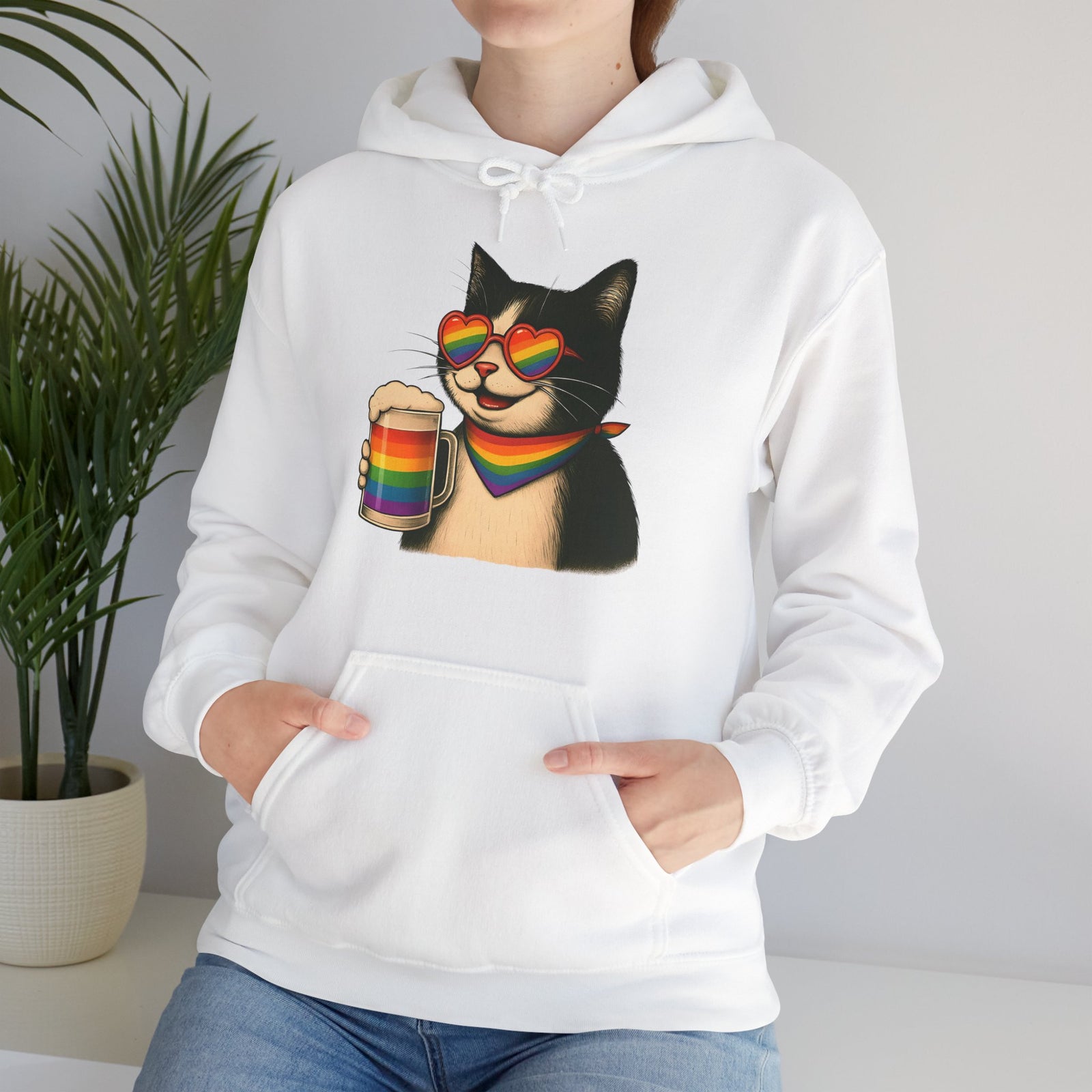 Pride Cat Hooded Sweatshirt | LGBTQ+ Apparel | Funny Cat Lover Gift