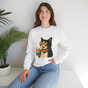 Beers & Queers Pride Cat Sweatshirt - Unisex Crewneck
