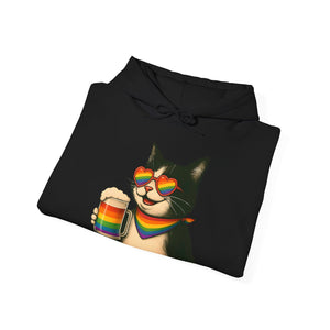 Pride Cat Hooded Sweatshirt | LGBTQ+ Apparel | Funny Cat Lover Gift