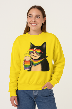 Beers & Queers Pride Cat Sweatshirt - Unisex Crewneck