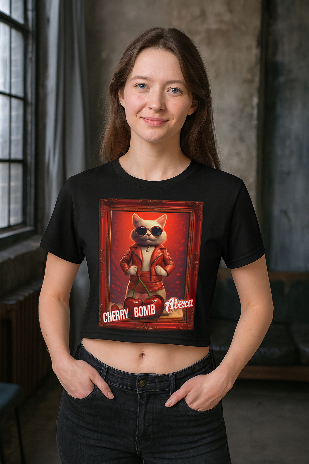 Retro Cat Crop Tee - Fun and Stylish, Perfect for Pet Lovers, Birthday Gifts, Casual Wear, Festival Outfits, Vintage Vibe