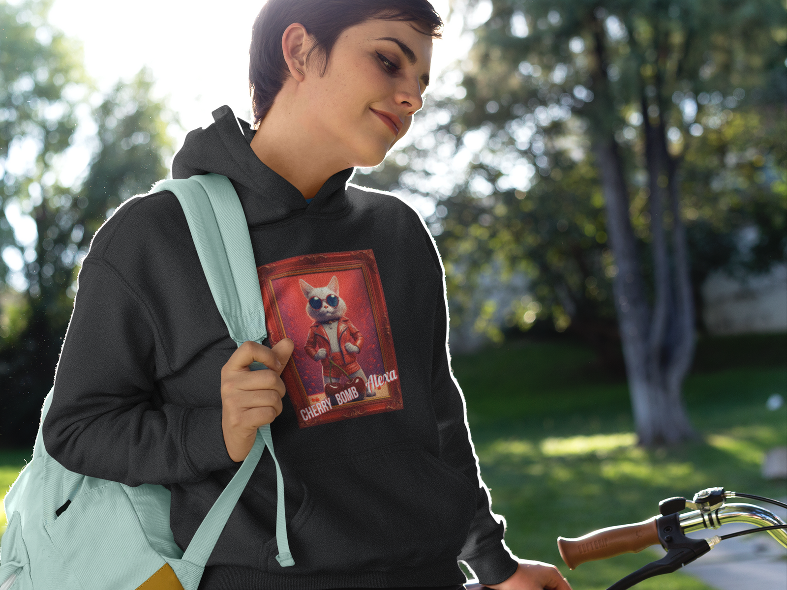 Cherry Bomb Alexa – Cozy Cat Hoodie for Music Lovers & Rebels