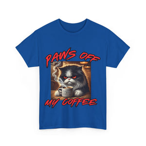 Paws Off My Coffee Cat Tee - Unisex Heavy Cotton T-Shirt for Cat Lovers