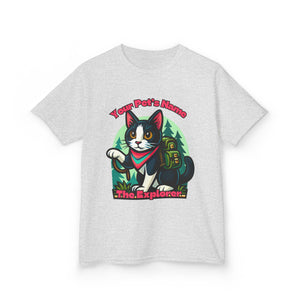 Kids Tee - Personalized Adventurous Cat Explorer Shirt for Birthdays & Gifts