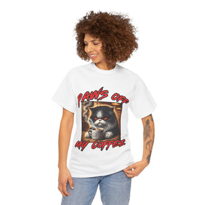 Paws Off My Coffee Cat Tee - Unisex Heavy Cotton T-Shirt for Cat Lovers