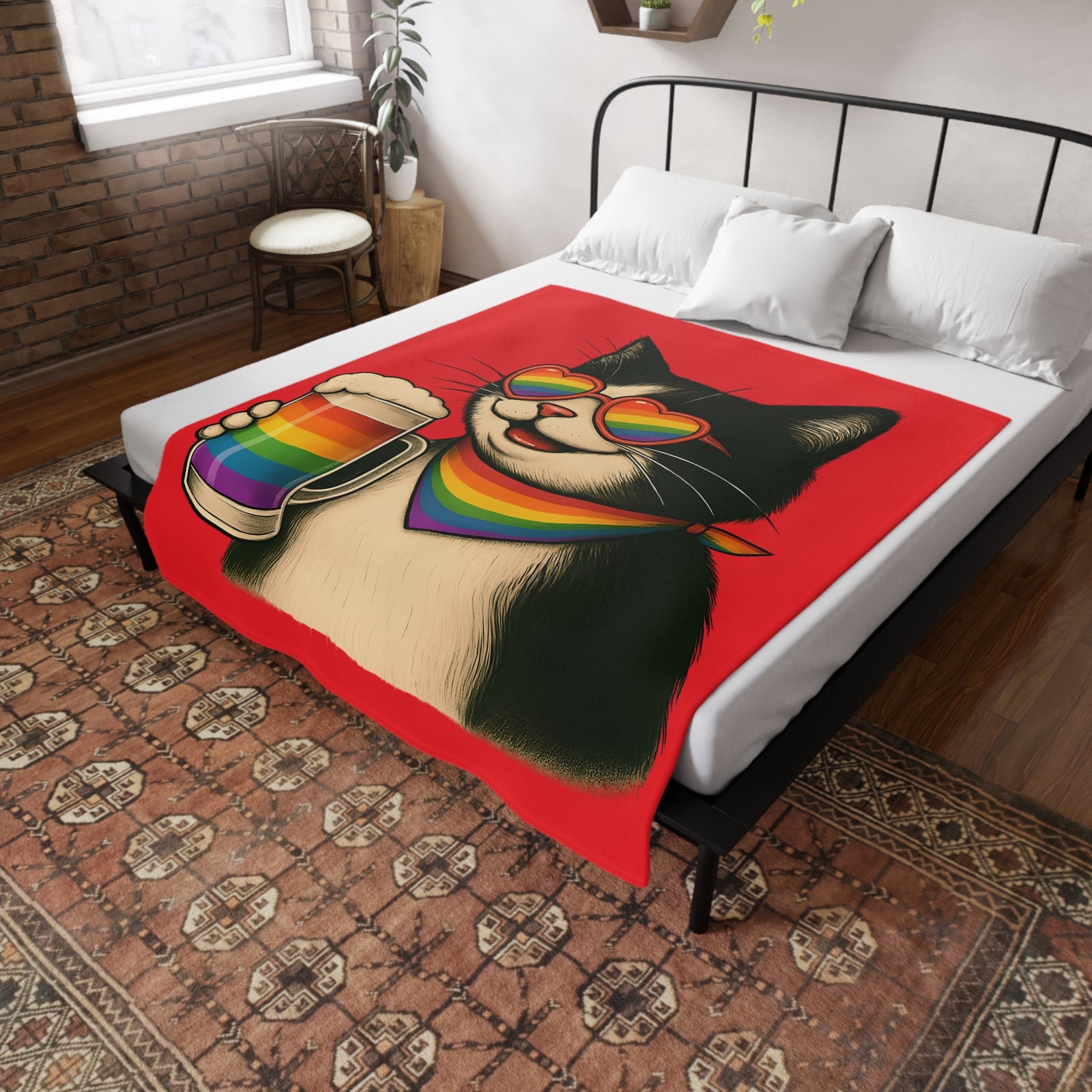 Beers & Queers  Rainbow Cat Blanket