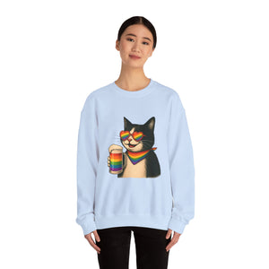 Beers & Queers Pride Cat Sweatshirt - Unisex Crewneck