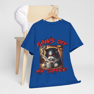 Paws Off My Coffee Cat Tee - Unisex Heavy Cotton T-Shirt for Cat Lovers