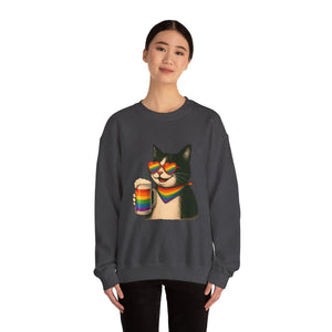 Beers & Queers Pride Cat Sweatshirt - Unisex Crewneck