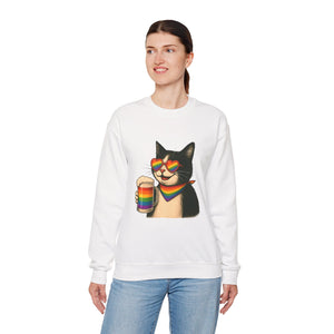 Beers & Queers Pride Cat Sweatshirt - Unisex Crewneck