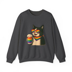 Beers & Queers Pride Cat Sweatshirt - Unisex Crewneck