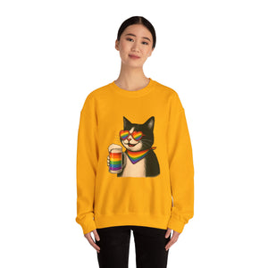 Beers & Queers Pride Cat Sweatshirt - Unisex Crewneck