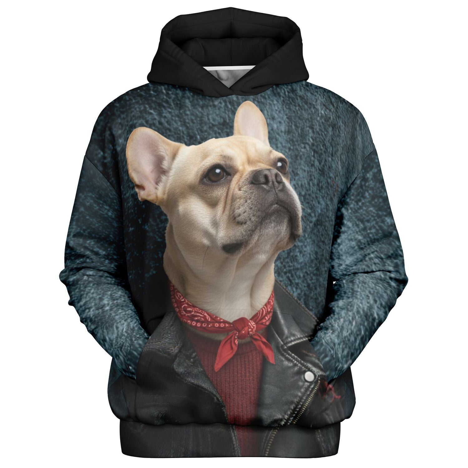Hoodie with a dog design on a white background
