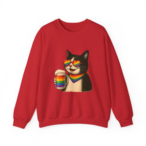 Beers & Queers Pride Cat Sweatshirt - Unisex Crewneck