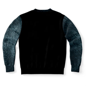 Black sweater with gray sleeves on a white background