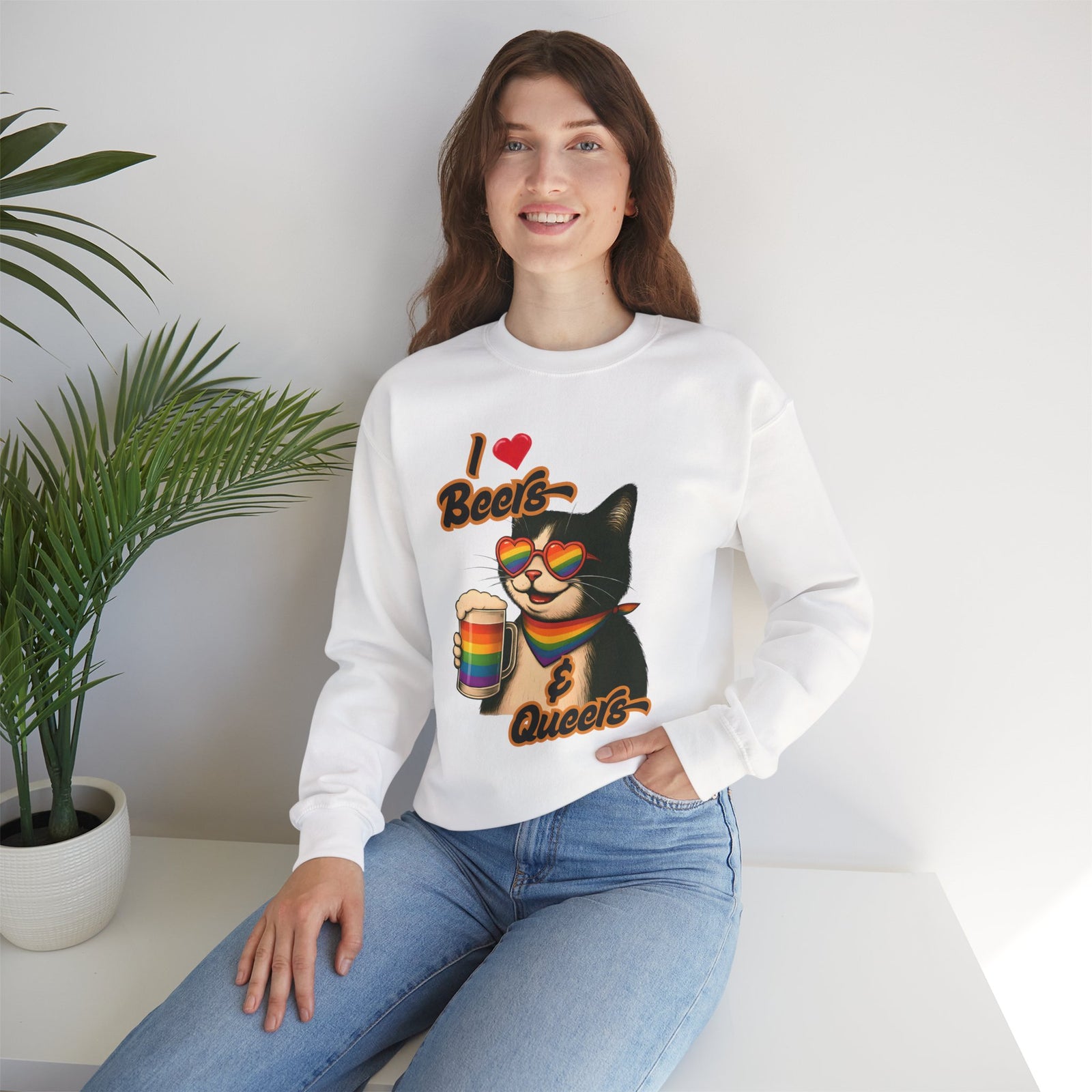 Rainbow Cat LGBTQ+ Pride Crewneck Sweatshirt