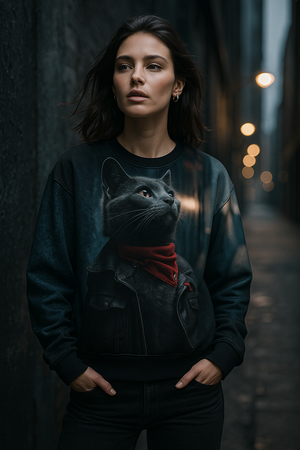 Smokey Rebel Cat – Heavyweight Oversized Sweatshirt (AOP)