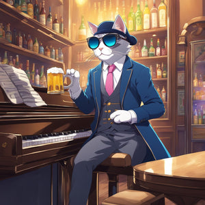 Cool Cat with a Beer – Classy Barroom Feline Digital Print