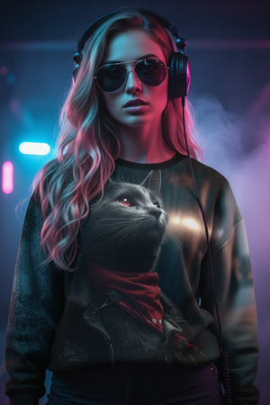 Smokey Rebel Cat – Heavyweight Oversized Sweatshirt (AOP)