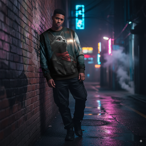 Smokey Rebel Cat – Heavyweight Oversized Sweatshirt (AOP)