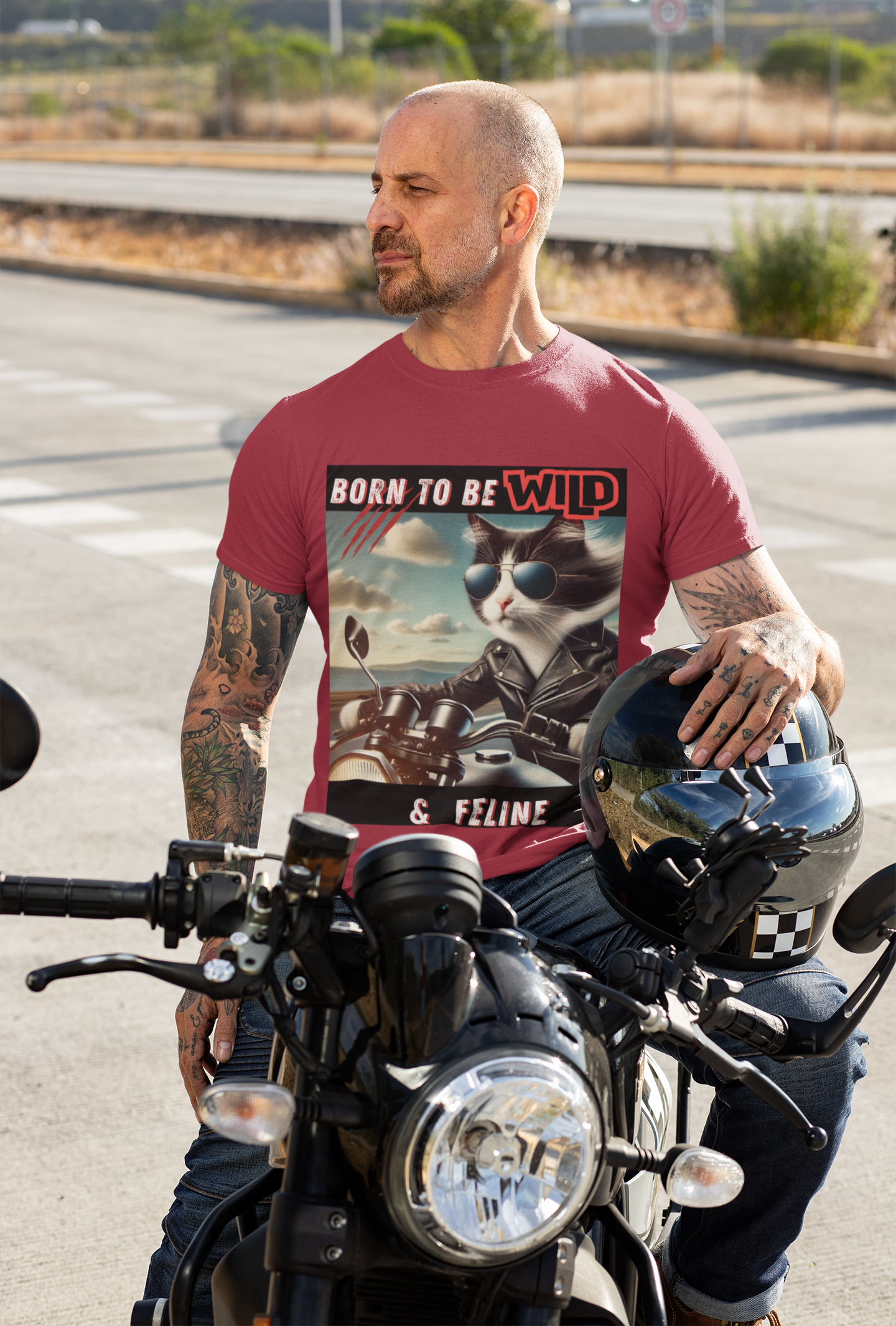 Born to Be Wild Retro Cat Tee – Cool, Vintage, & Bold Cat Shirt