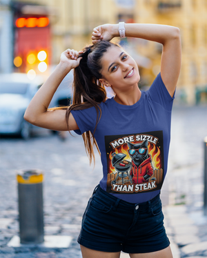 More Sizzle Than Steak – Funny Aussie BBQ Cat T-Shirt for Backyard Legends