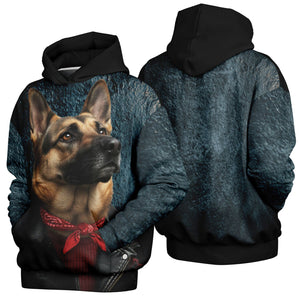 Hoodie with a German Shepherd design on the front and back