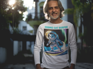 Cosmic Cat Surfer Premium Unisex Long Sleeve T-Shirt