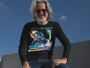 Cosmic Cat Surfer Premium Unisex Long Sleeve T-Shirt