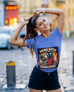 More Sizzle Than Steak – Funny Aussie BBQ Cat T-Shirt for Backyard Legends