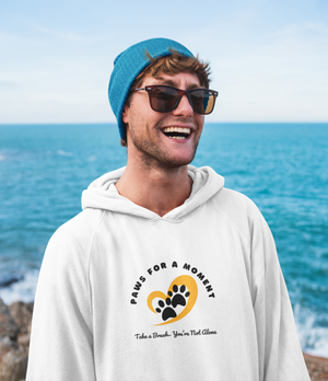 Cozy Pullover Hoodie with Positive Message – Paws for a Moment Collection