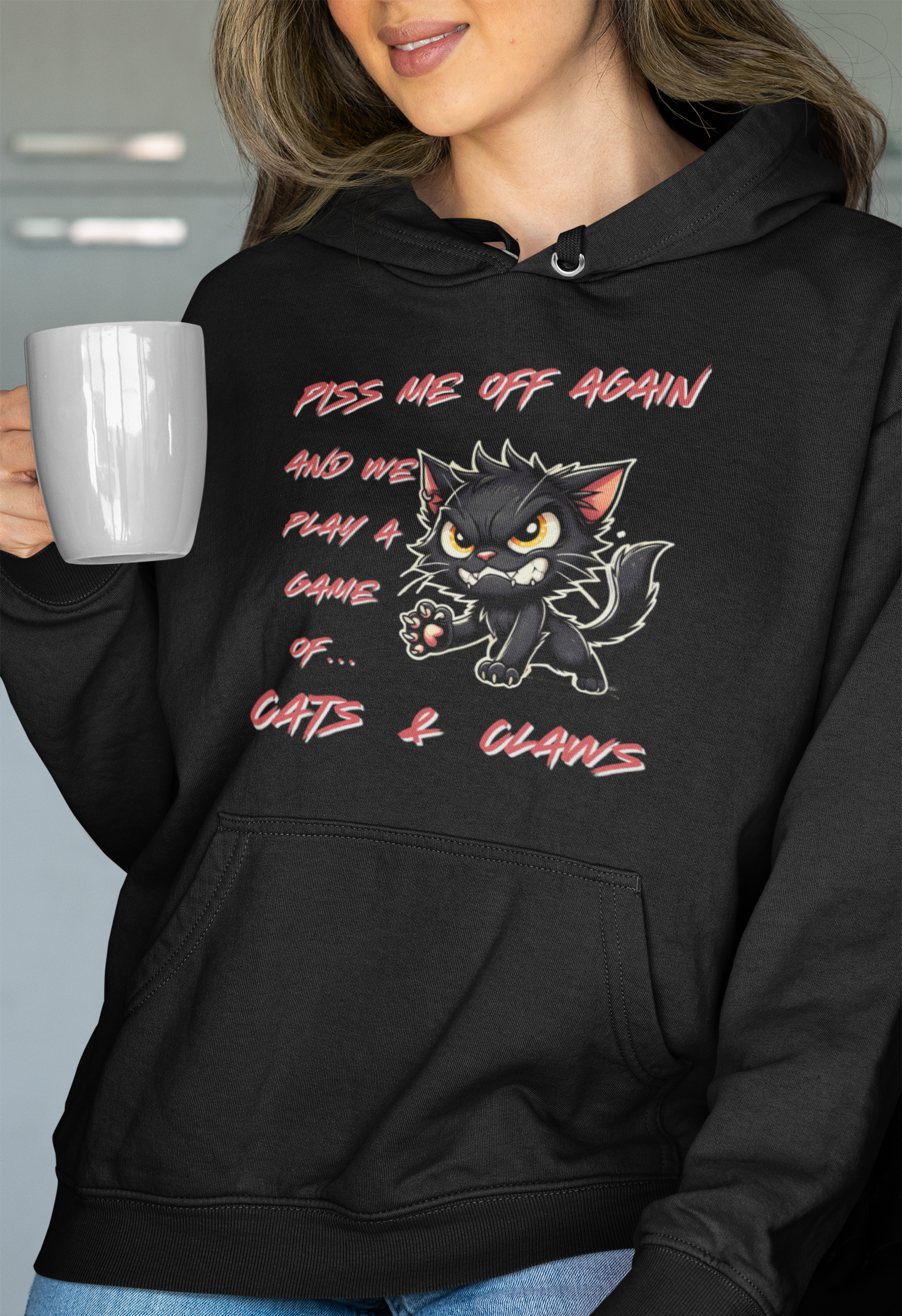 😾 Piss Me Off Again – Funny Grumpy Cat Hoodie for Sassy Cat Lovers