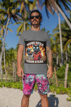 More Sizzle Than Steak – Funny Aussie BBQ Cat T-Shirt for Backyard Legends